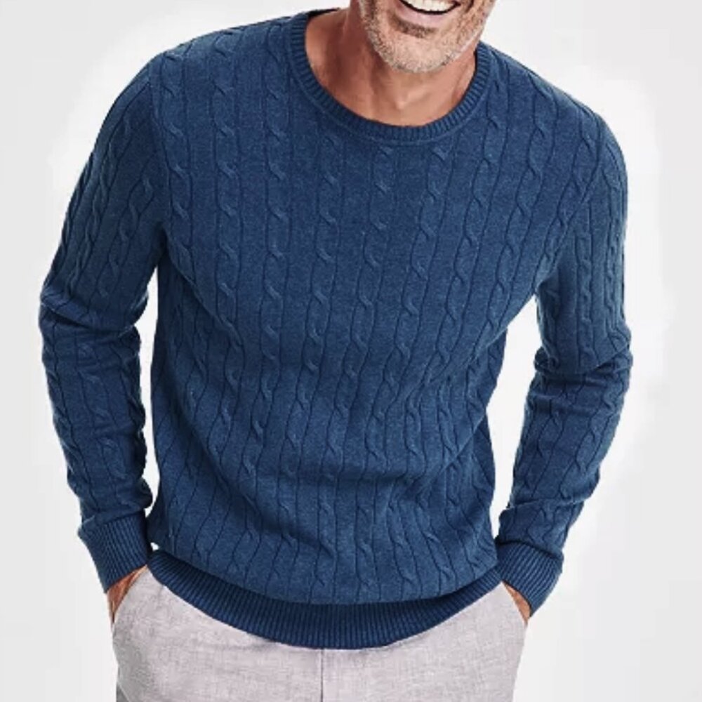 NEW! Club Room Mens‎ Sweater Navy Blue XL $50 Cotton Round Neck